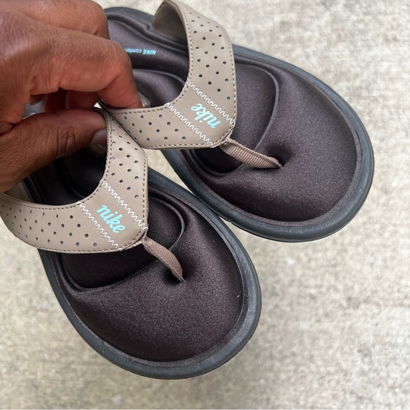WMNS NIKE COMFORT THONG KHAKI PALE BLUE BLACK WHITE FOOTBEDS FOOT BED - Picture 5 of 15